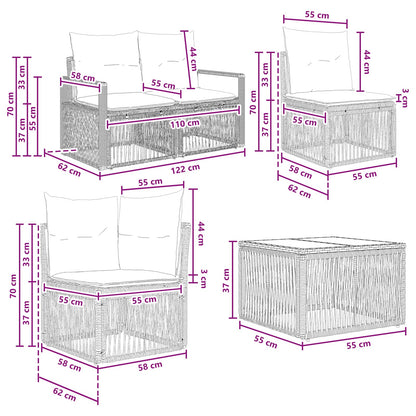 Set Divano da Giardino 7 pcs Nero polyrattan | homemem39