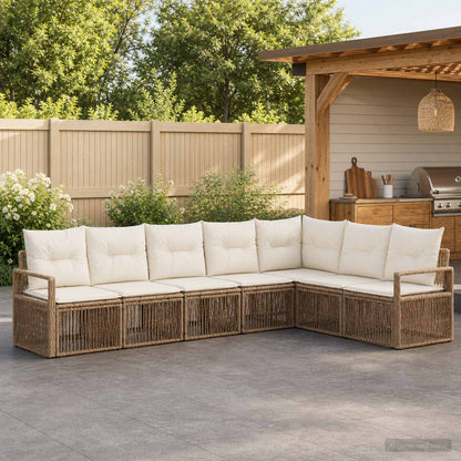 Set Divano da Giardino 7 pcs Beige polyrattan | homemem39