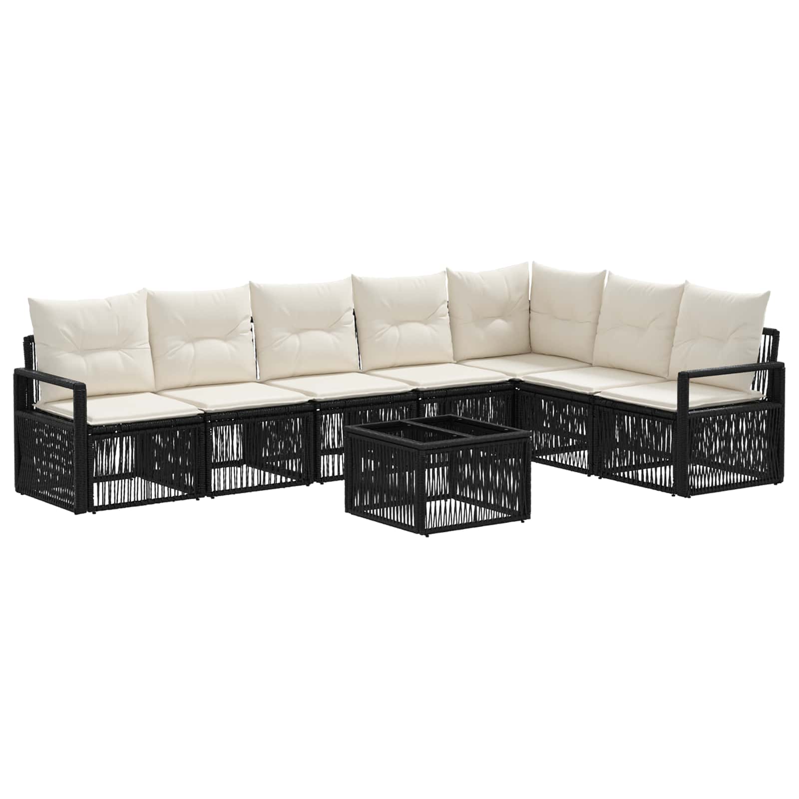 Set Divano da Giardino 8 pcs Nero polyrattan | homemem39
