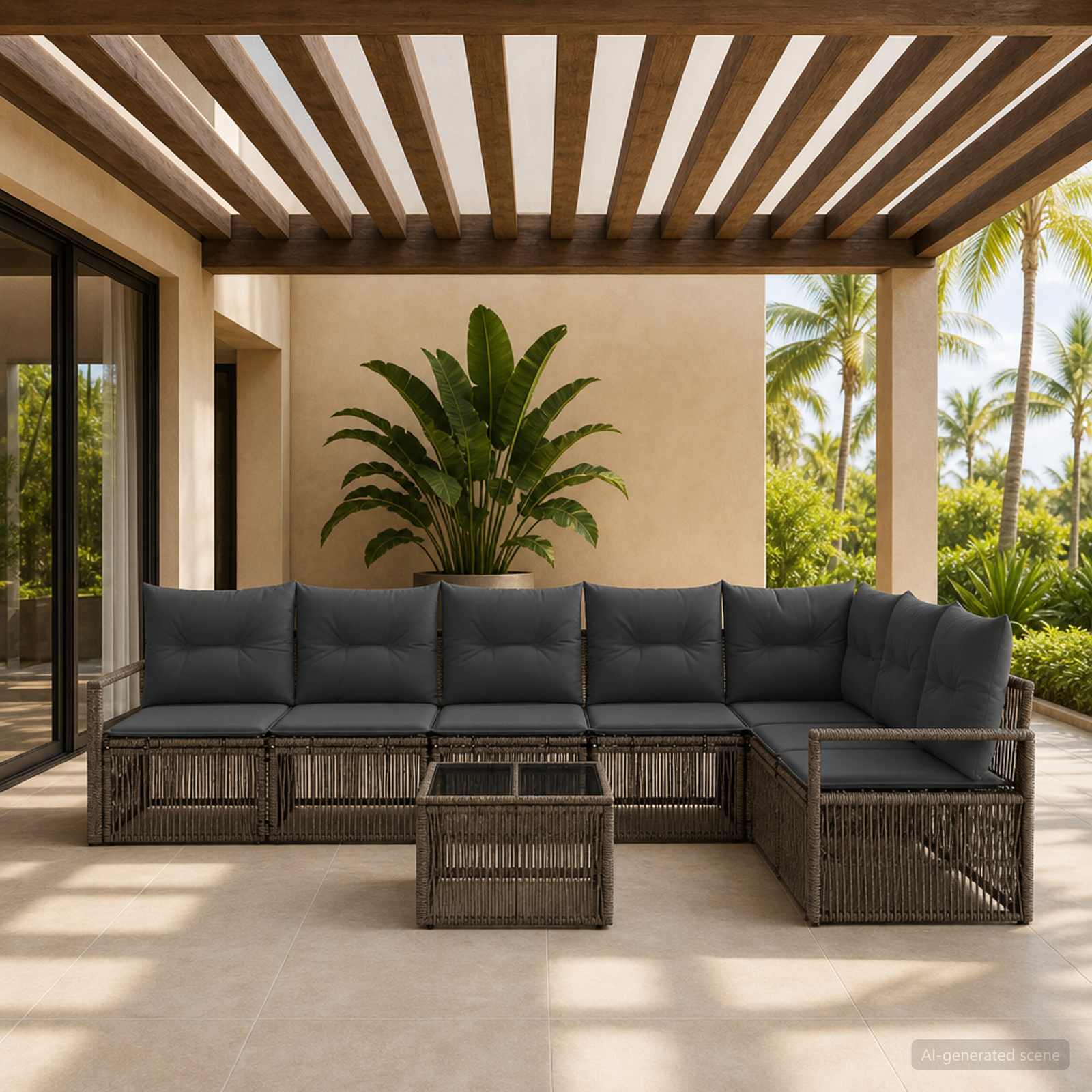 Set Divano da Giardino 8 pcs Grigio polyrattan | homemem39