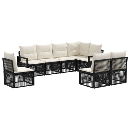 Set Divano da Giardino 8 pcs Nero polyrattan | homemem39