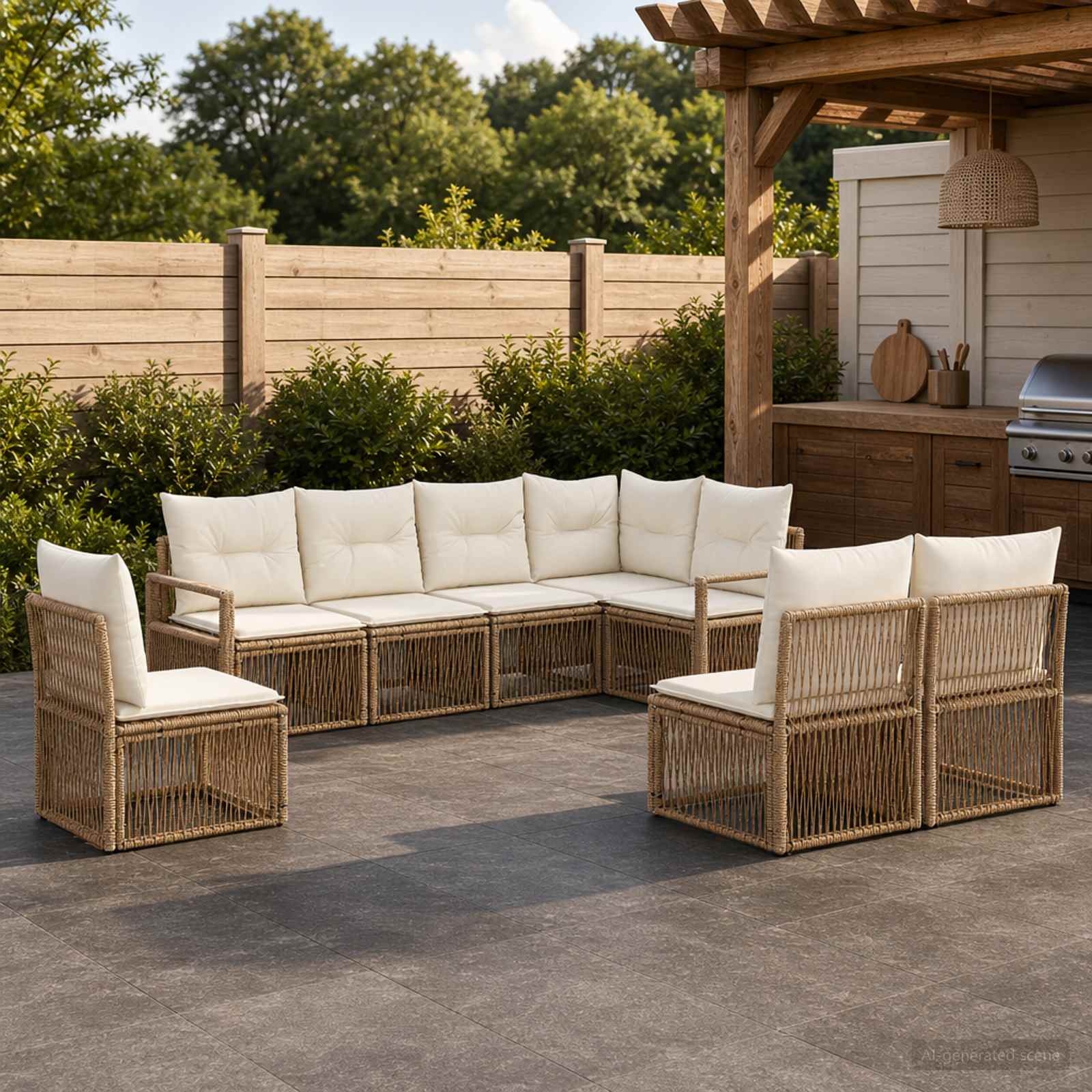 Set Divano da Giardino 8 pcs Beige polyrattan | homemem39