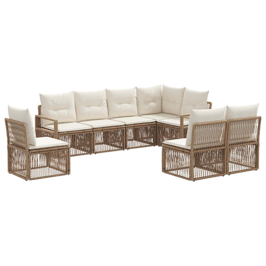Set Divano da Giardino 8 pcs Beige polyrattan