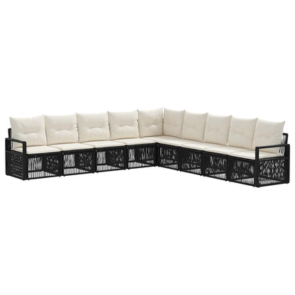 Set Divano da Giardino 9 pcs Nero polyrattan | homemem39
