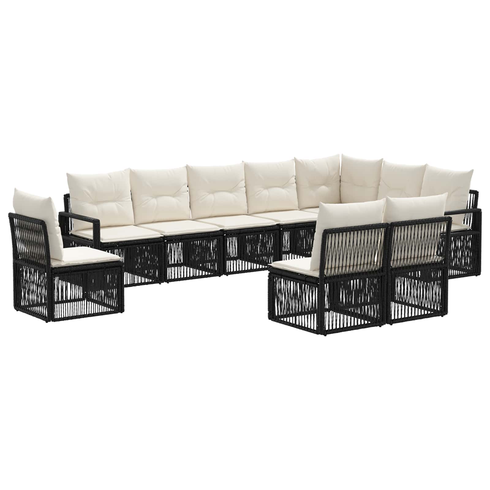 Set Divano da Giardino 10 pcs Nero polyrattan | homemem39