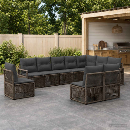 Set Divano da Giardino 10 pz Grigio polyrattan