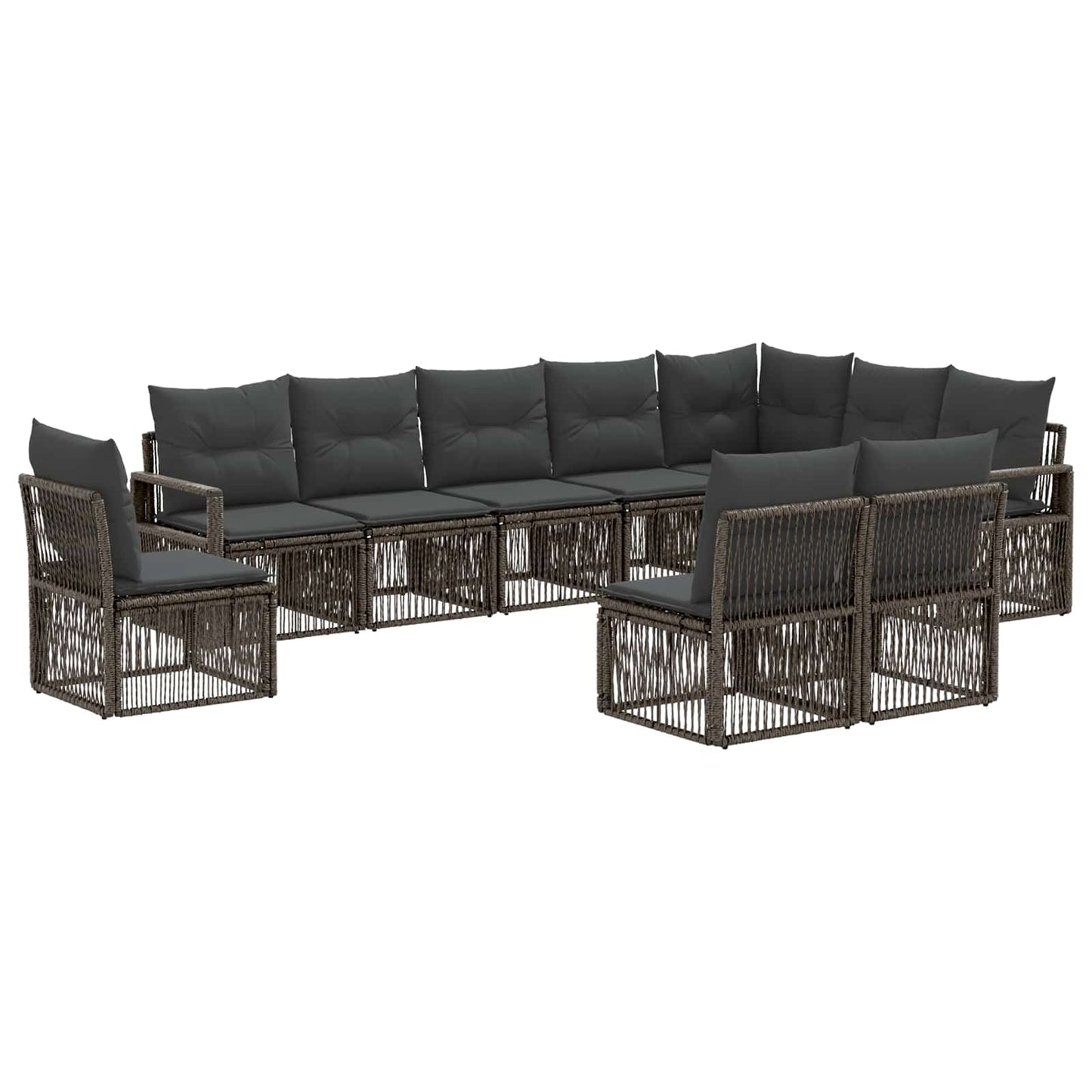 Set Divano da Giardino 10 pcs Grigio polyrattan | homemem39