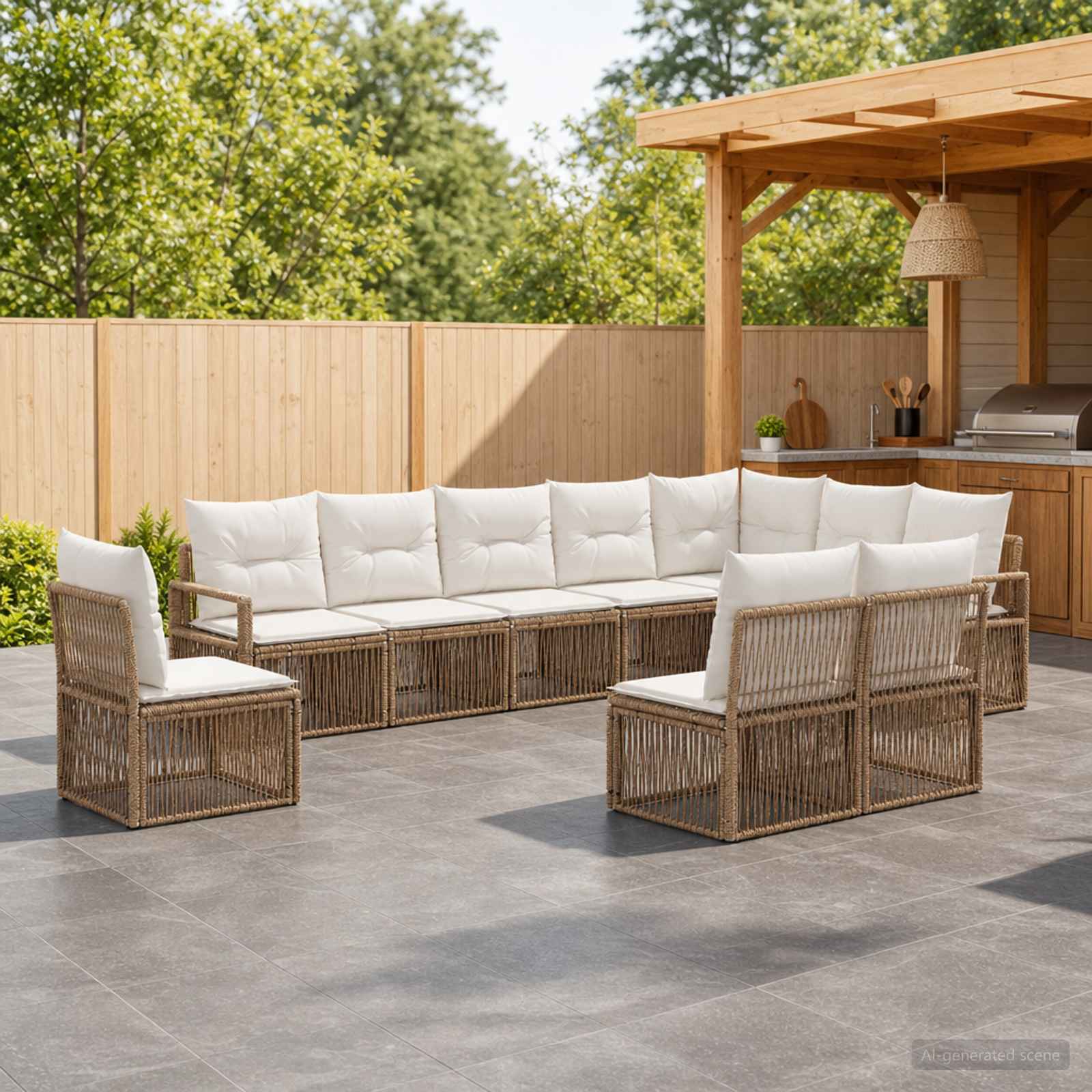 Set Divano da Giardino 10 pcs Beige polyrattan | homemem39