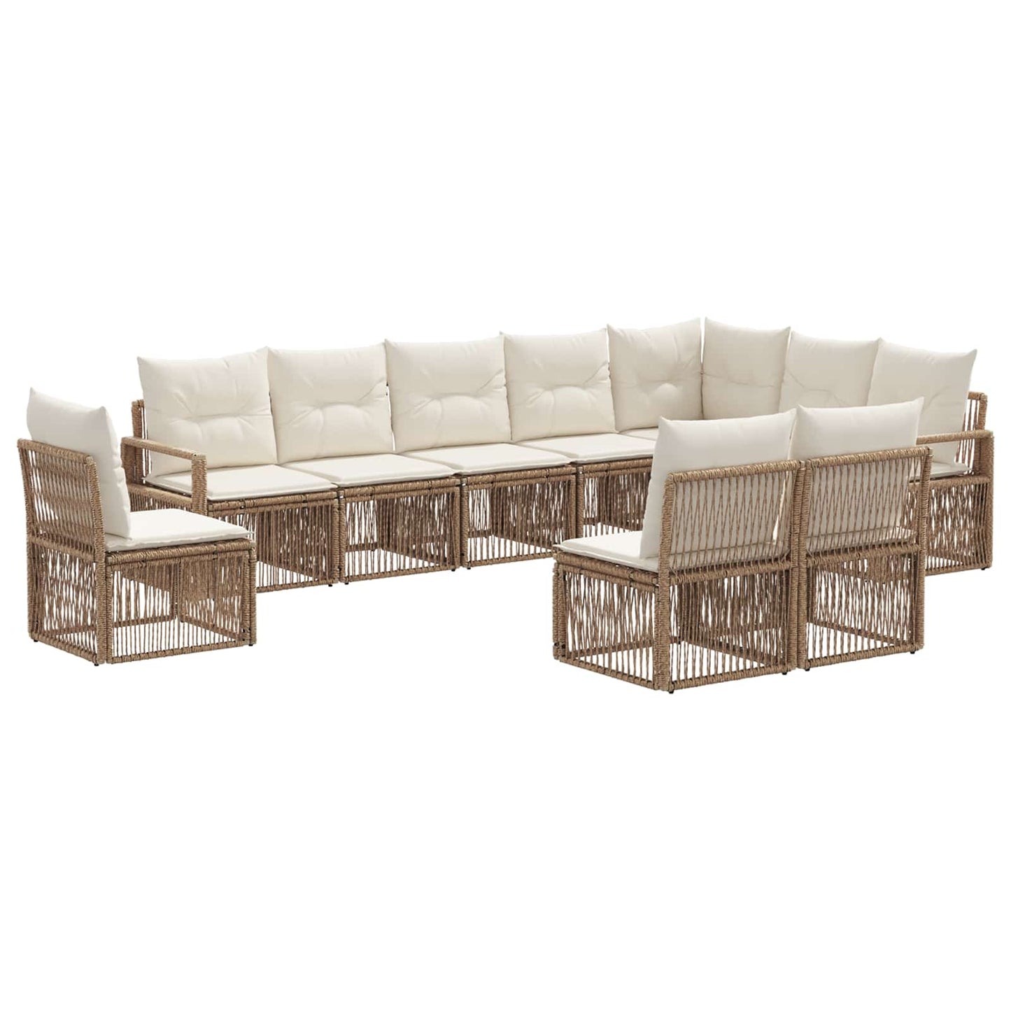 Set Divano da Giardino 10 pcs Beige polyrattan | homemem39