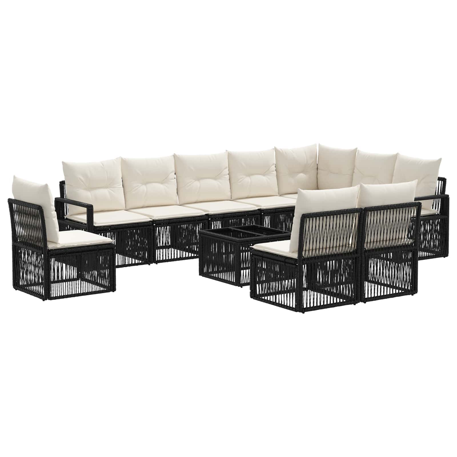 Set Divano da Giardino 11 pcs Nero polyrattan | homemem39