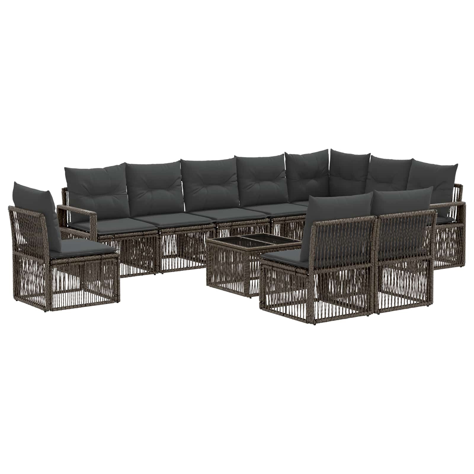 Set Divano da Giardino 11 pcs Grigio polyrattan | homemem39