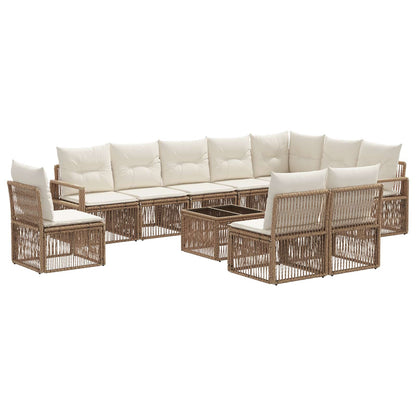Set Divano da Giardino 11 pcs Beige polyrattan | homemem39