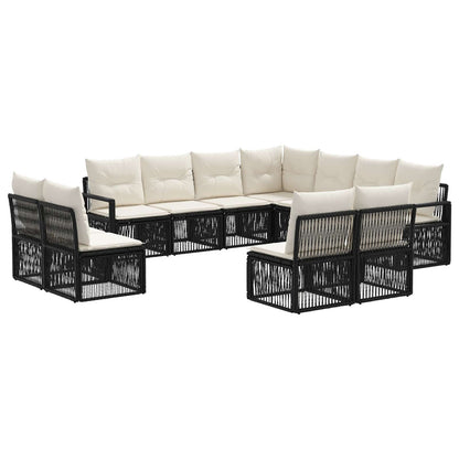 Set Divano da Giardino 11 pcs Nero polyrattan | homemem39