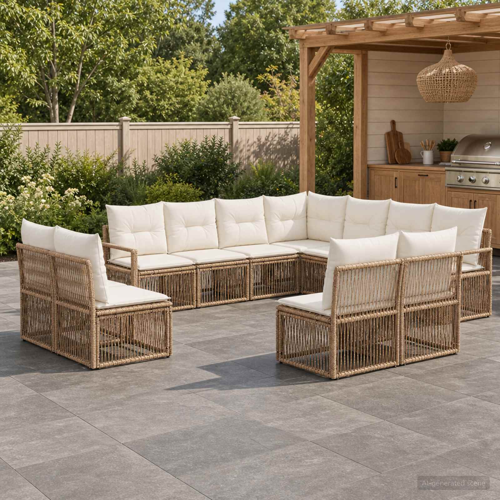 Set Divano da Giardino 11 pcs Beige polyrattan | homemem39