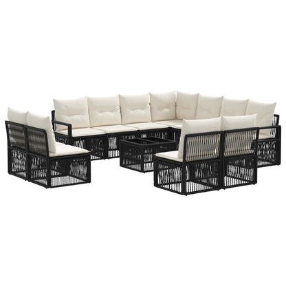 Set Divano da Giardino 12 pcs Nero polyrattan | homemem39