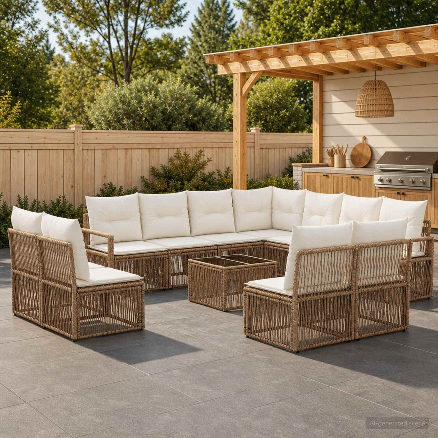 Set Divano da Giardino 12 pcs Beige polyrattan | homemem39