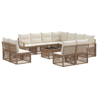Set Divano da Giardino 12 pcs Beige polyrattan | homemem39