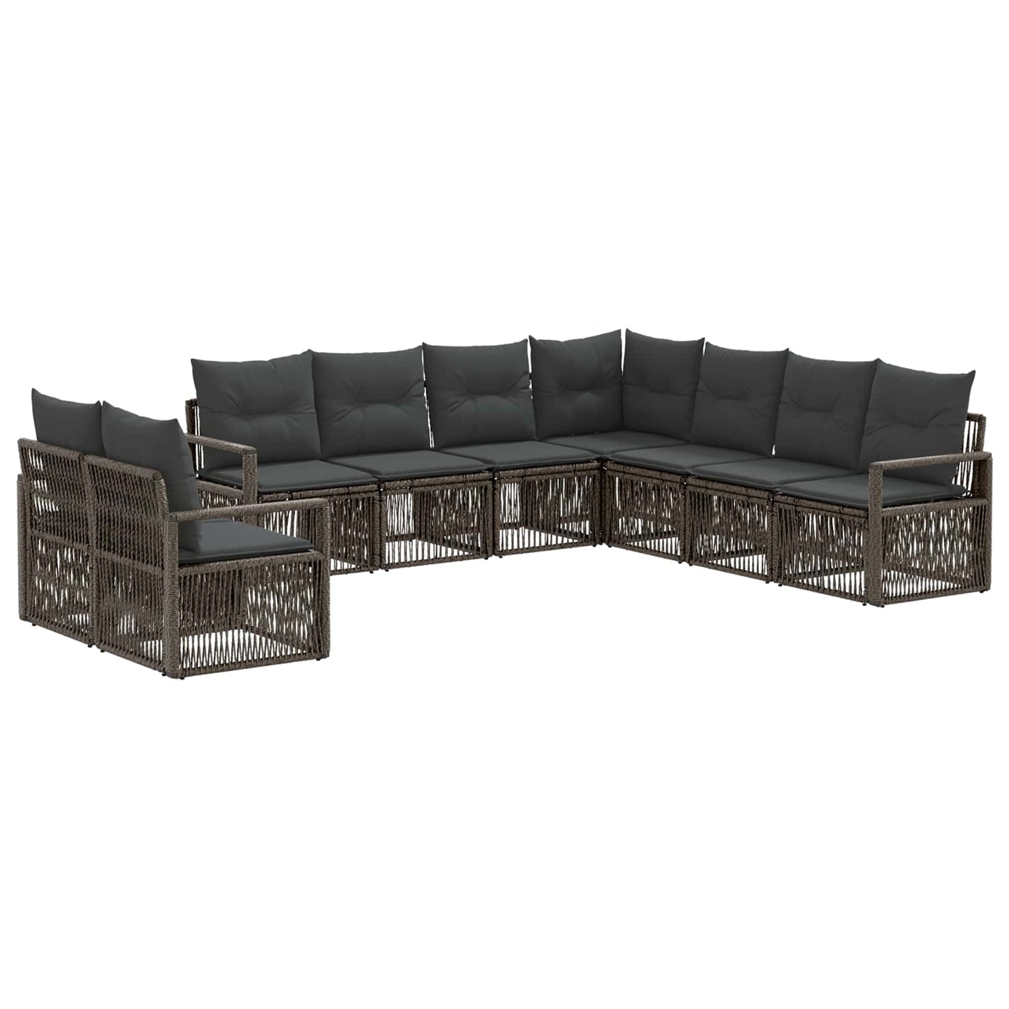 Set Divano da Giardino 9 pcs Grigio polyrattan | homemem39