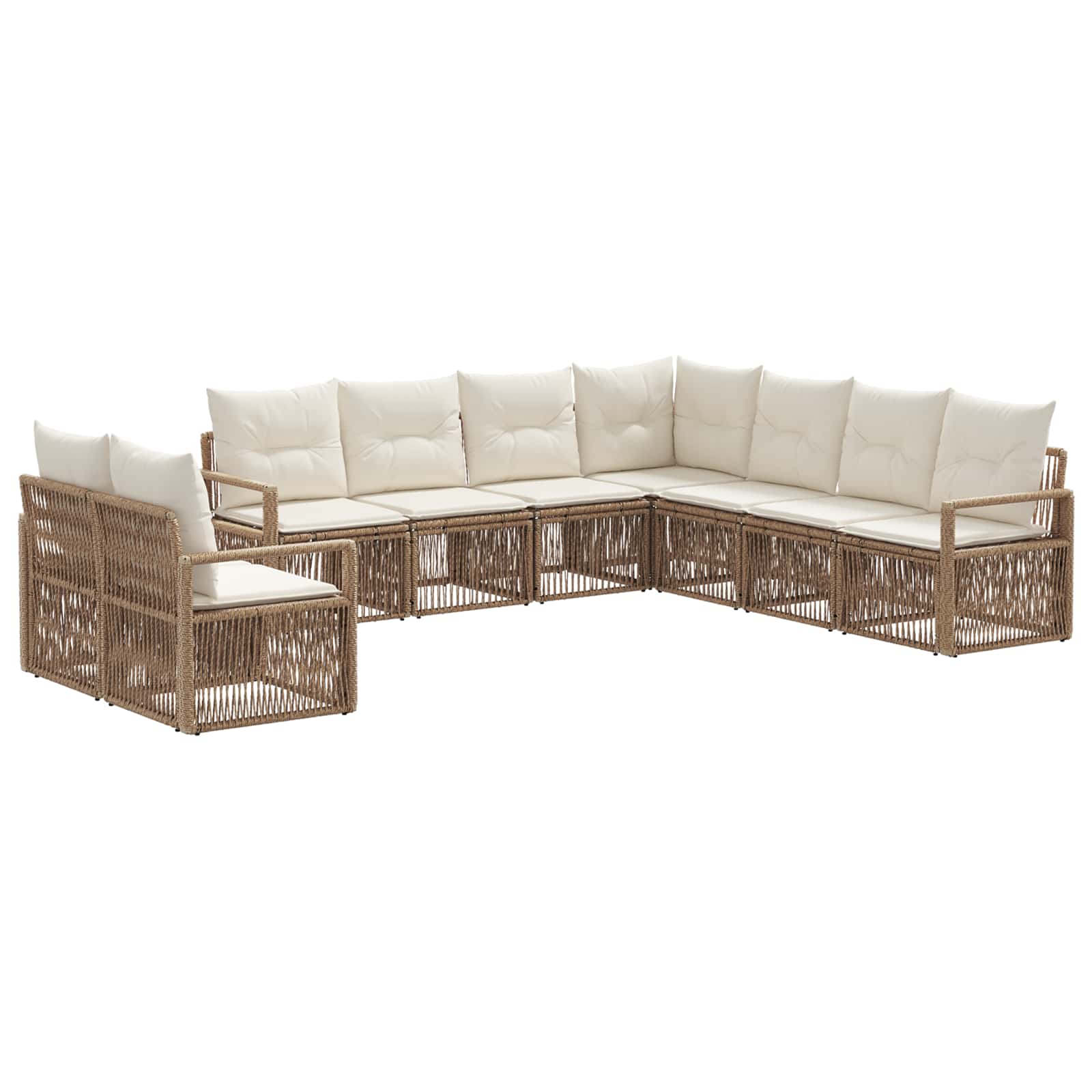 Set Divano da Giardino 9 pcs Beige polyrattan | homemem39