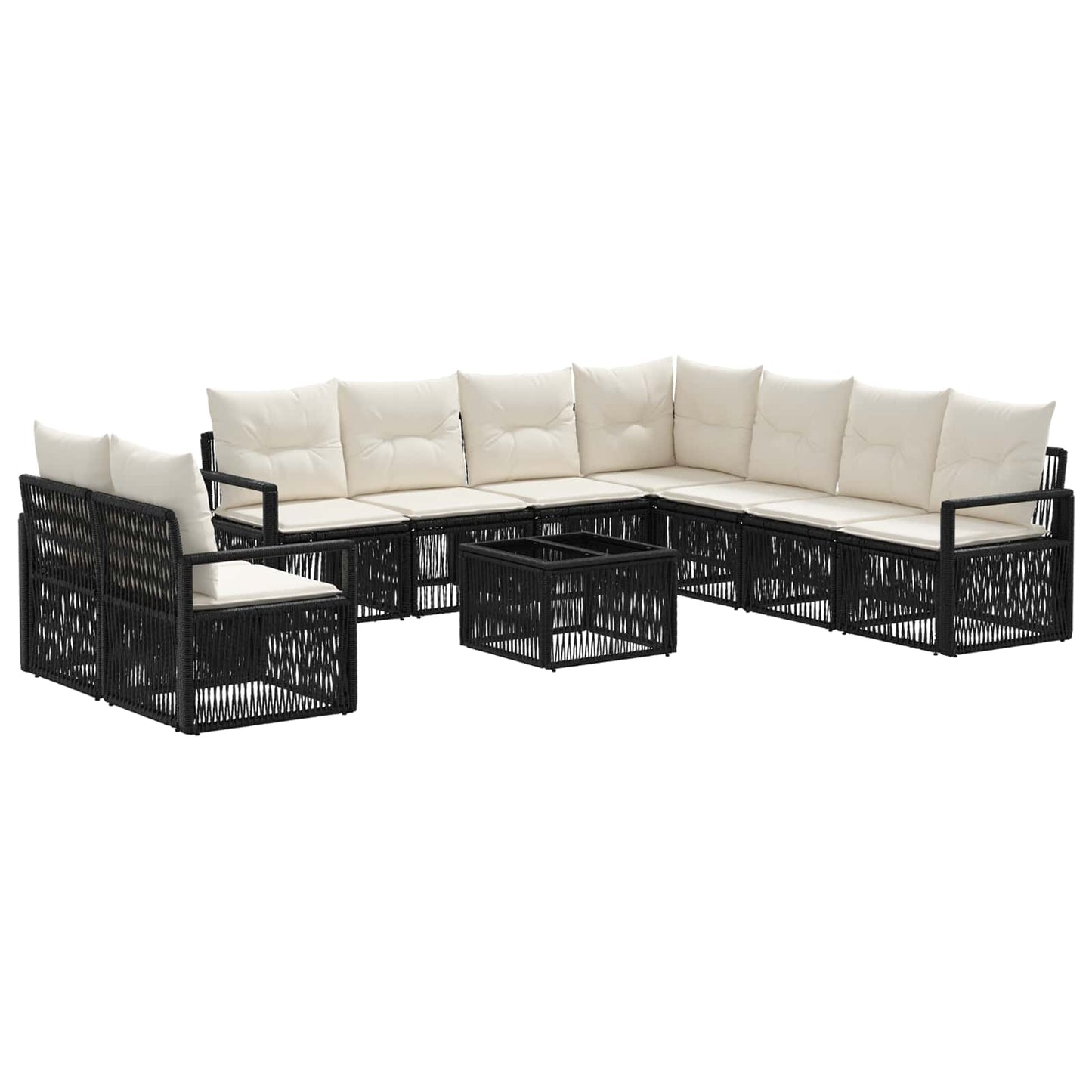 Set Divano da Giardino 10 pcs Nero polyrattan | homemem39