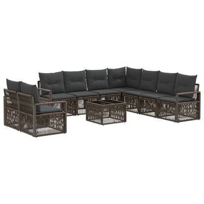 Set Divano da Giardino 10 pcs Grigio polyrattan | homemem39