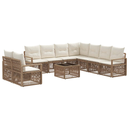 Set Divano da Giardino 10 pcs Beige polyrattan | homemem39
