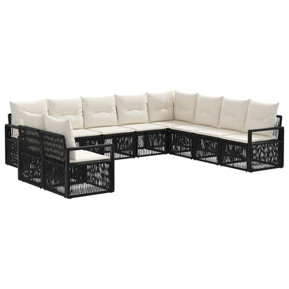 Set Divano da Giardino 10 pcs Nero polyrattan | homemem39