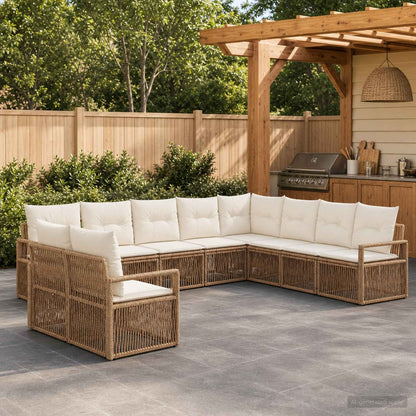 Set Divano da Giardino 10 pz Beige polyrattan