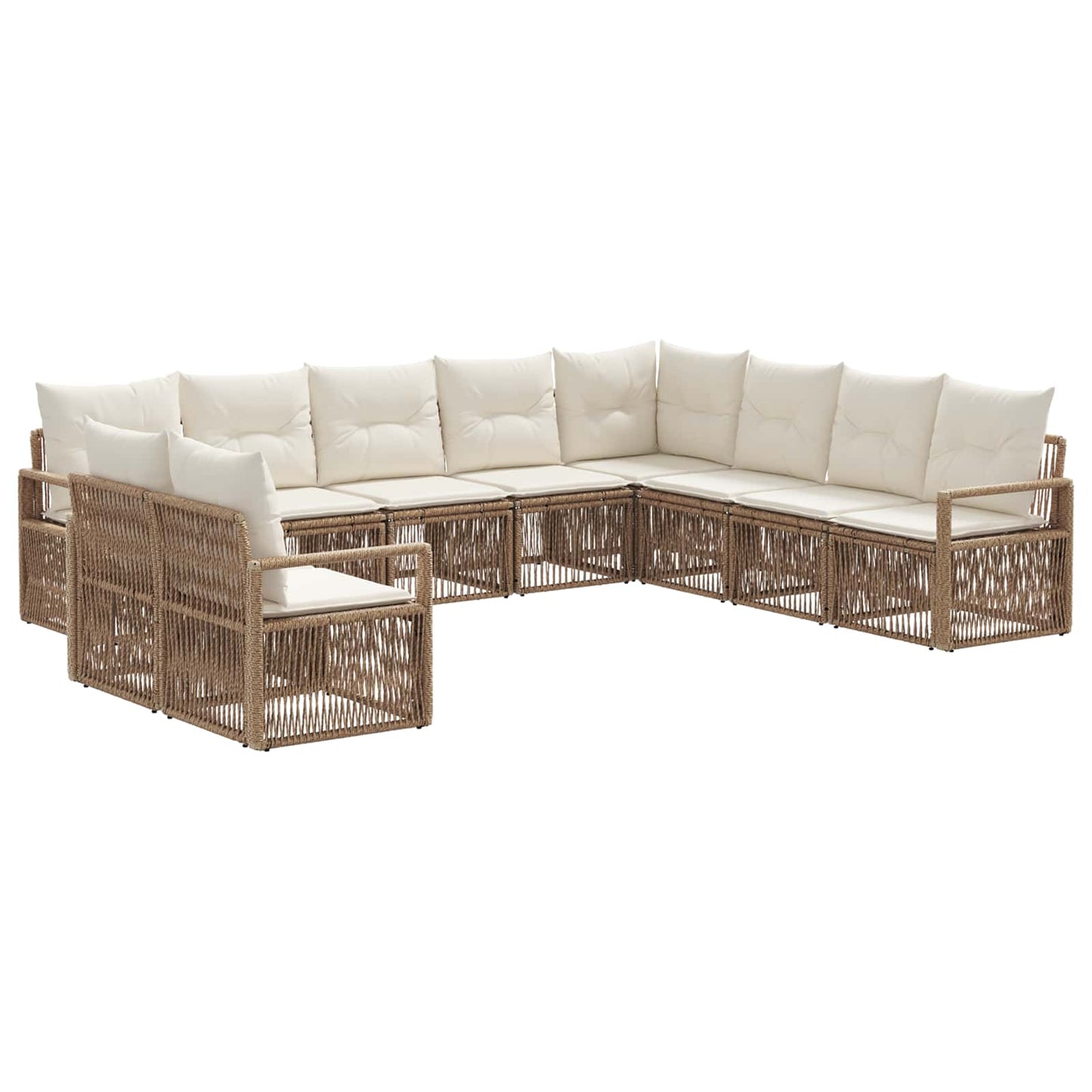 Set Divano da Giardino 10 pcs Beige polyrattan | homemem39