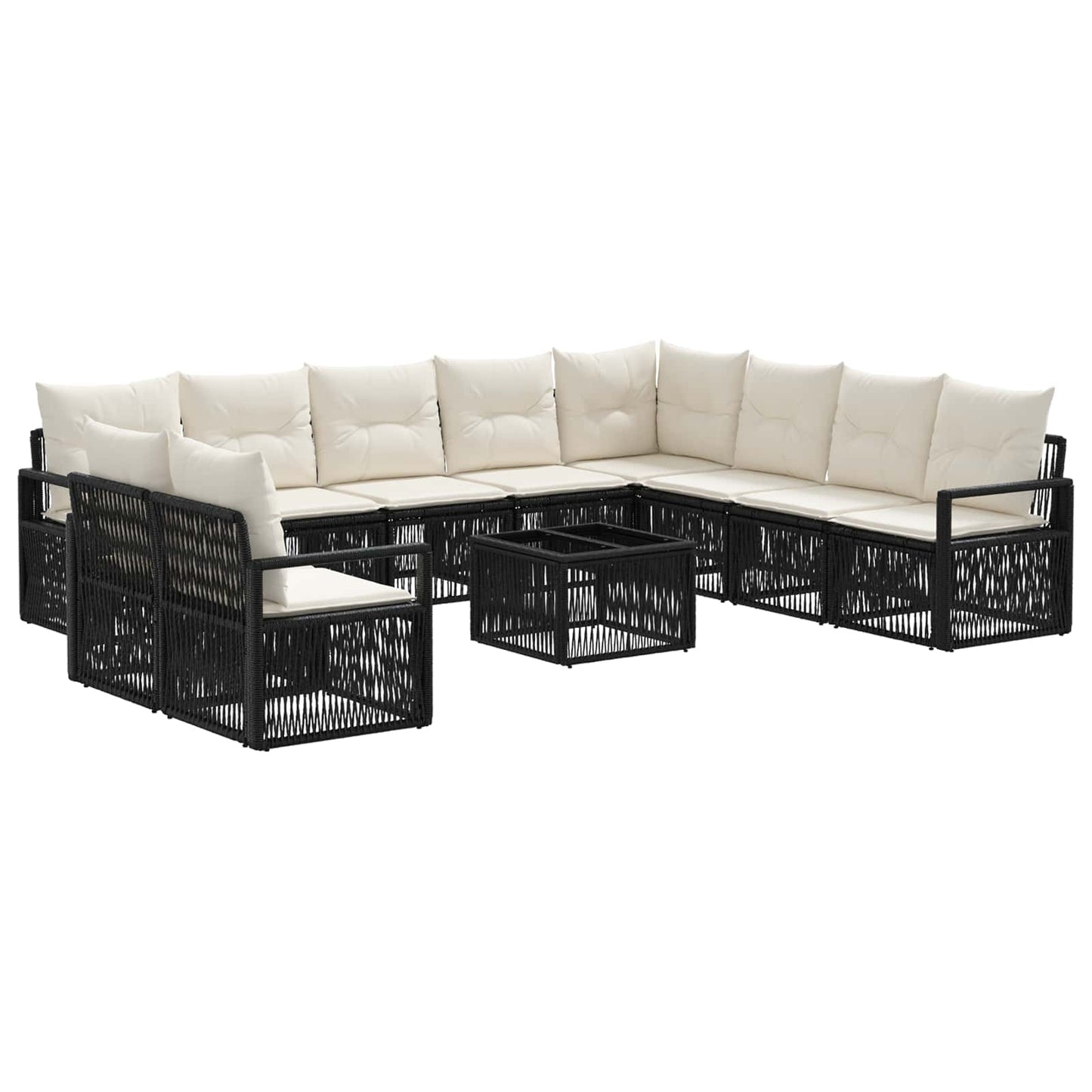 Set Divano da Giardino 11 pcs Nero polyrattan | homemem39
