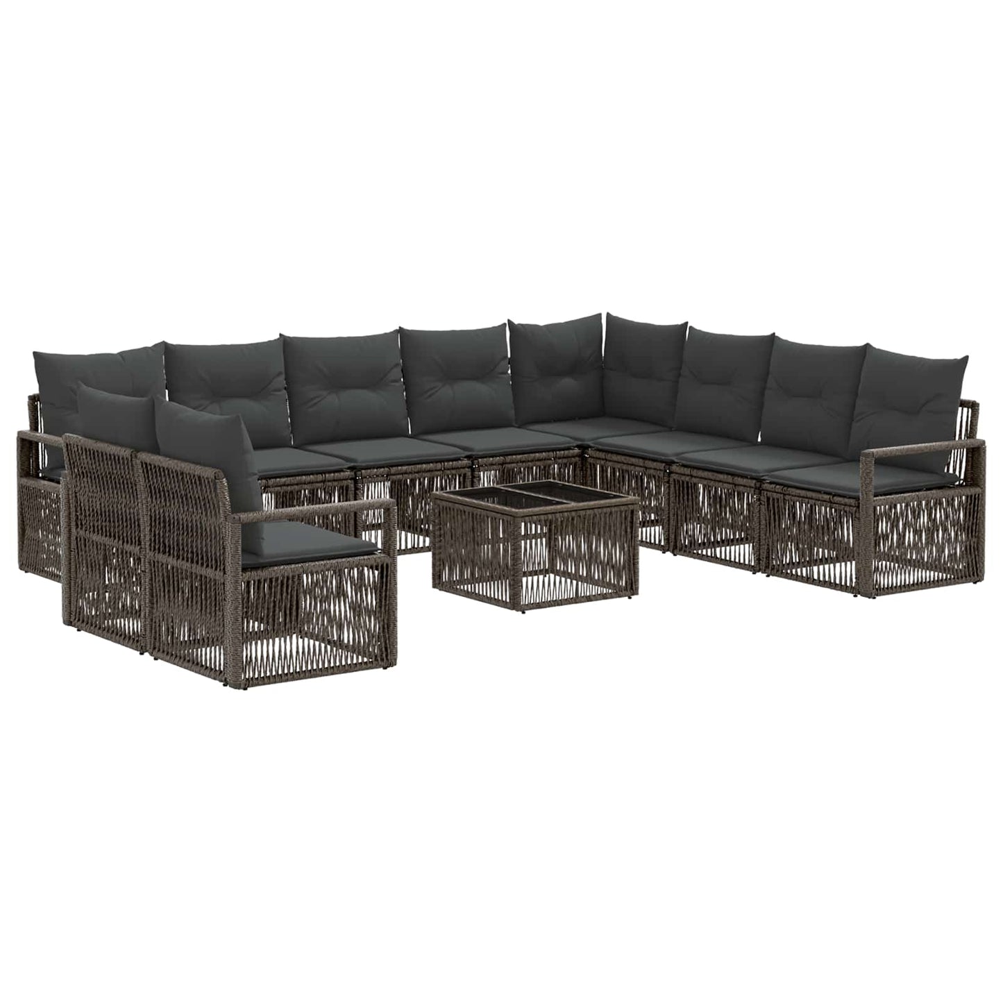 Set Divano da Giardino 11 pcs Grigio polyrattan | homemem39