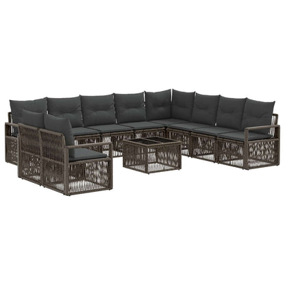 Set Divano da Giardino 11 pcs Grigio polyrattan | homemem39