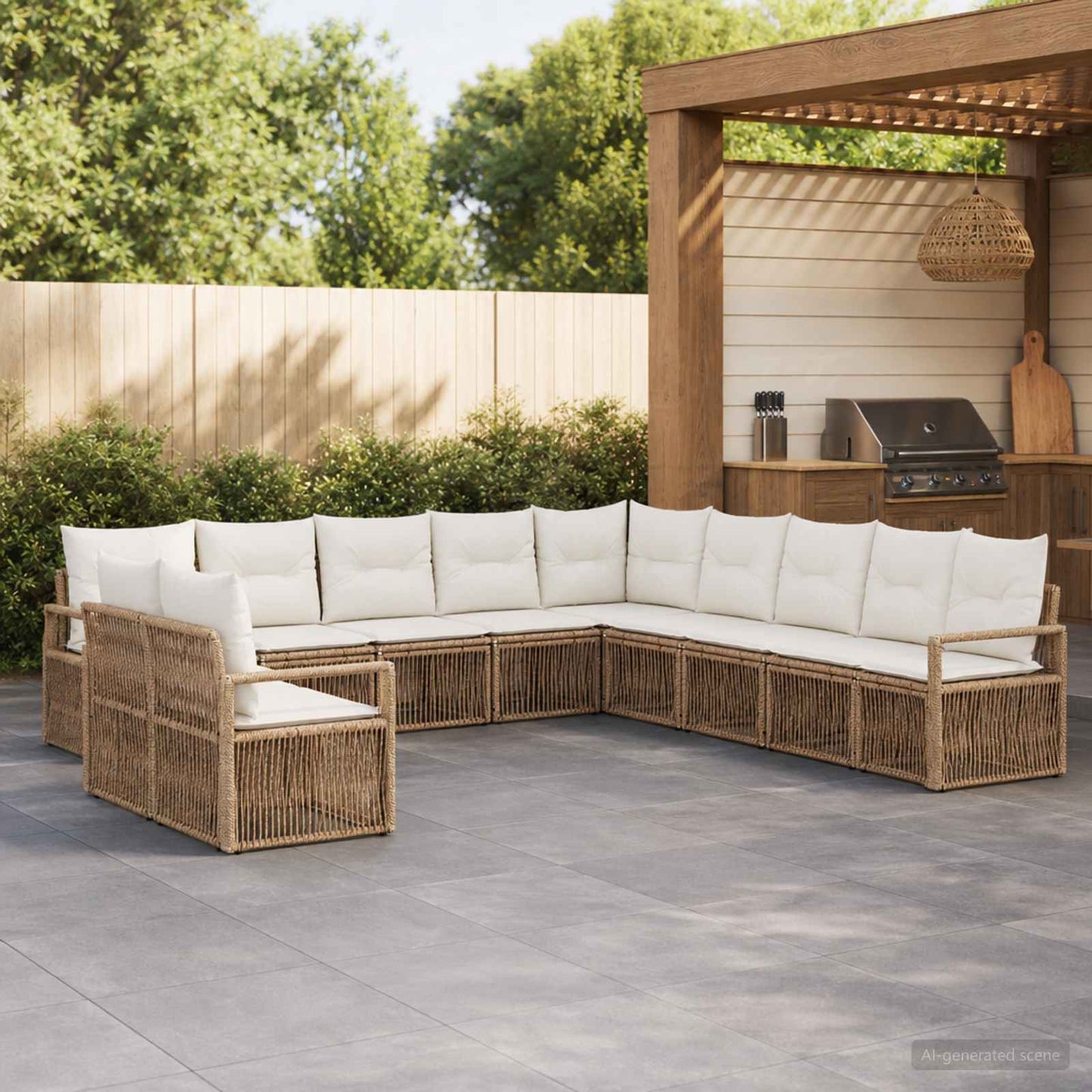 Set Divano da Giardino 11 pcs Beige polyrattan | homemem39