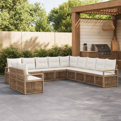 Set Divano da Giardino 11 pcs Beige polyrattan | homemem39