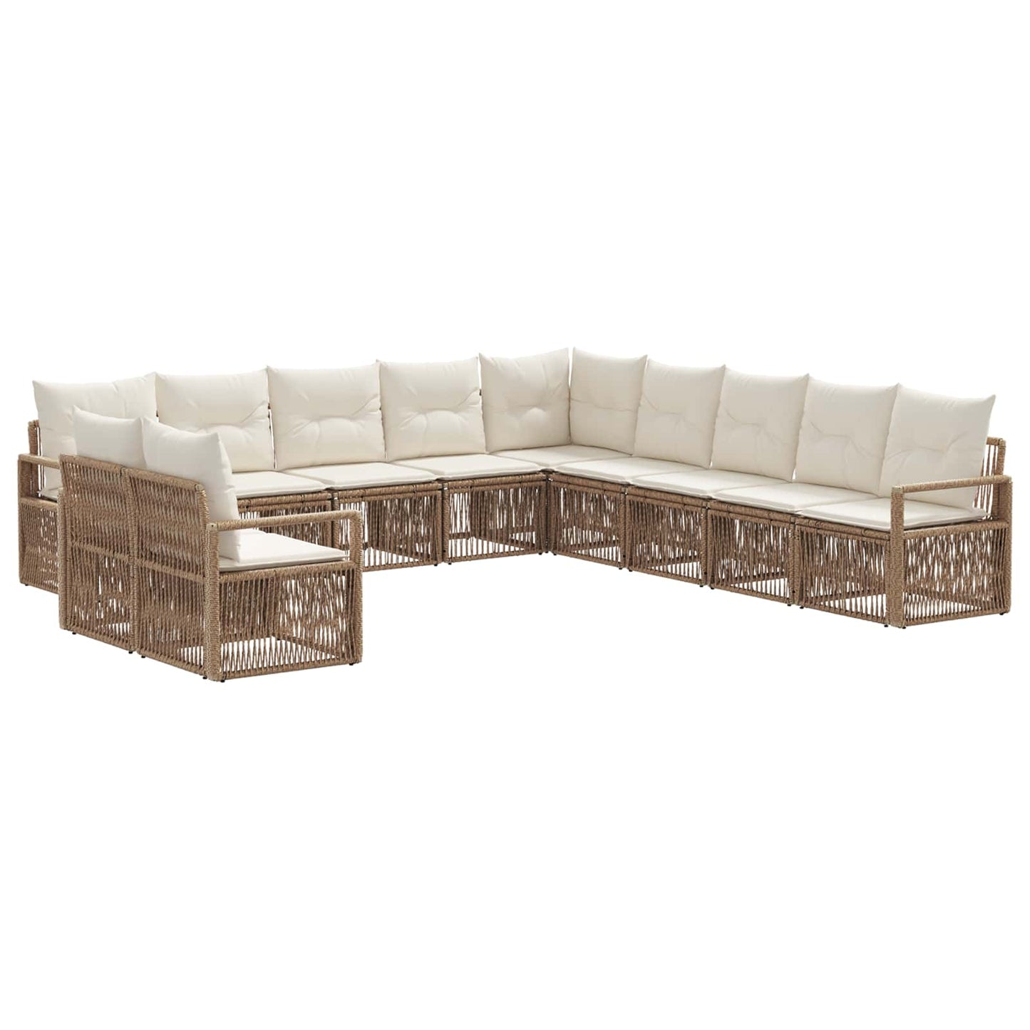 Set Divano da Giardino 11 pcs Beige polyrattan | homemem39