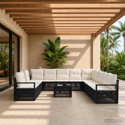 Set Divano da Giardino 12 pcs Nero polyrattan | homemem39