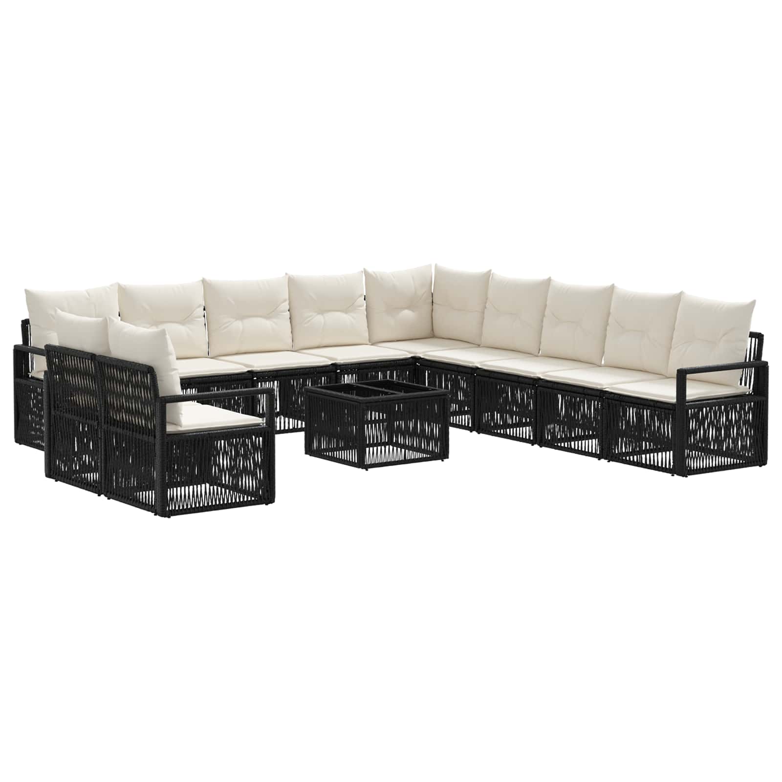 Set Divano da Giardino 12 pcs Nero polyrattan | homemem39