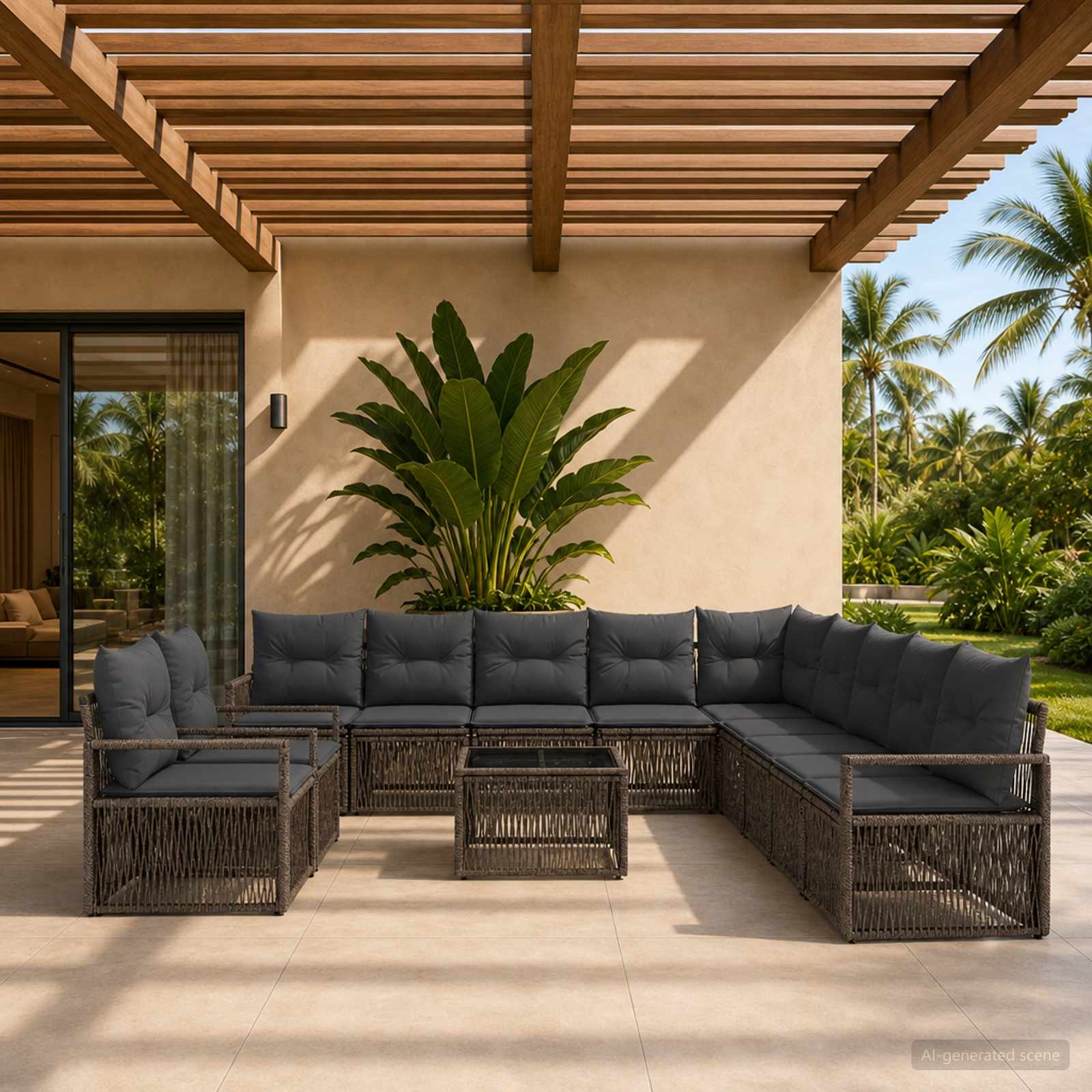 Set Divano da Giardino 12 pcs Grigio polyrattan | homemem39