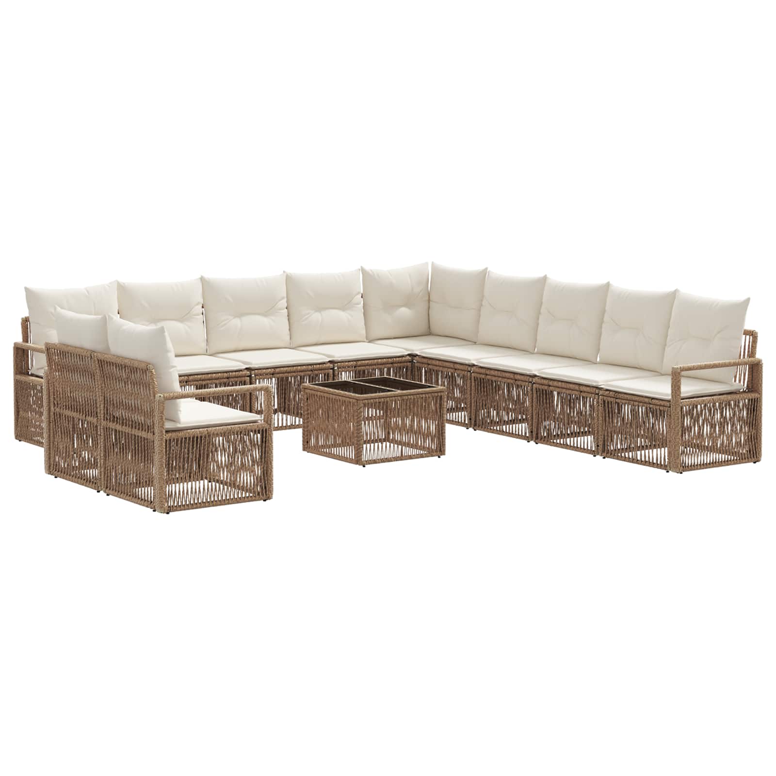 Set Divano da Giardino 12 pcs Beige polyrattan | homemem39