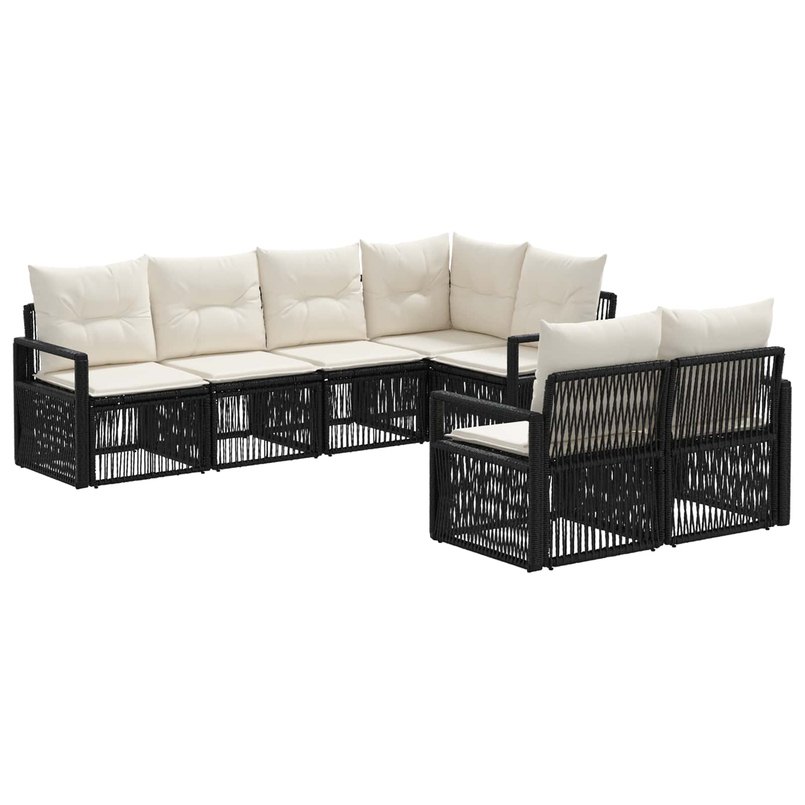 Set Divano da Giardino 7 pz 7-Numero di posti Nero polyrattan | homemem39
