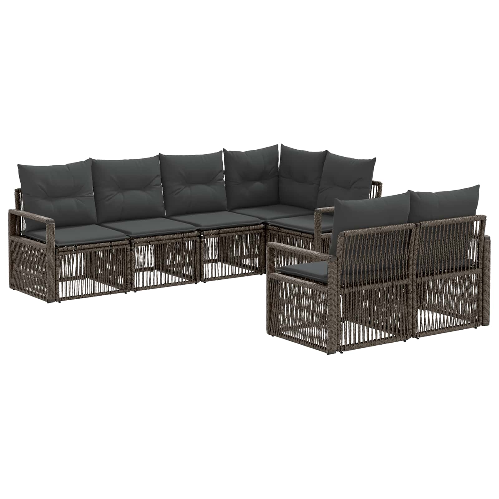 Set Divano da Giardino 7 pz 7-Numero di posti Grigio polyrattan | homemem39