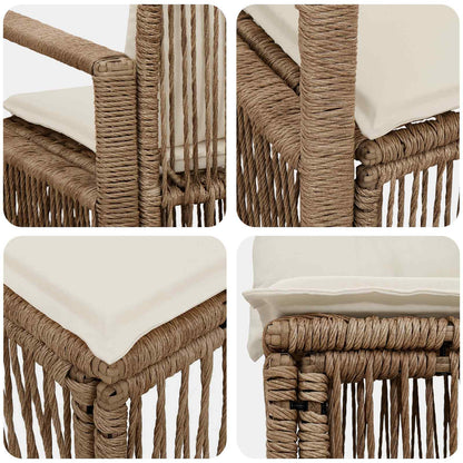 Set Divano da Giardino 7 pz 7-Numero di posti Beige polyrattan