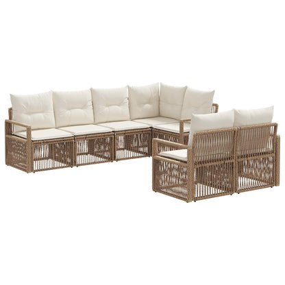 Set Divano da Giardino 7 pz 7-Numero di posti Beige polyrattan | homemem39