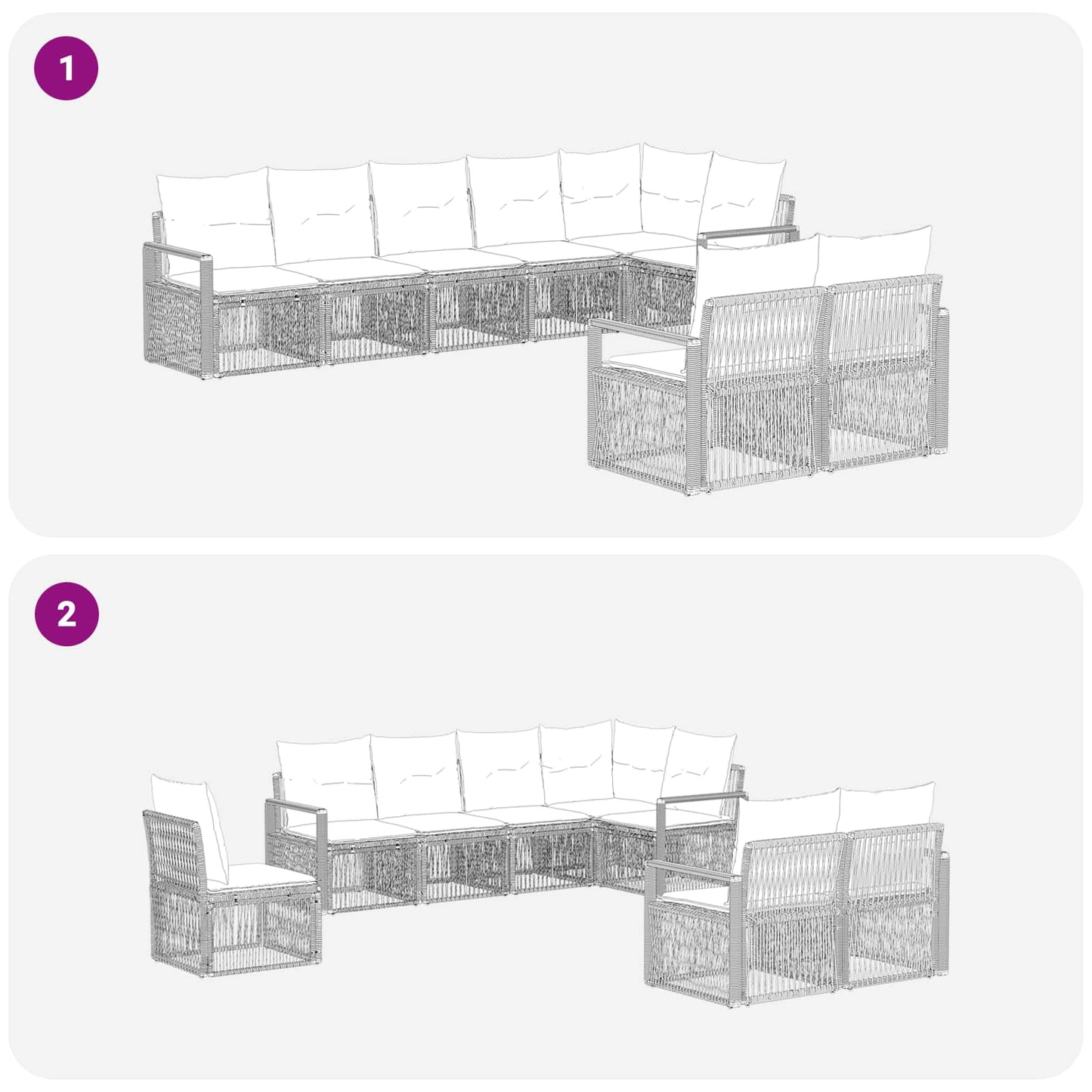 Set Divano da Giardino 8 pcs Nero polyrattan | homemem39