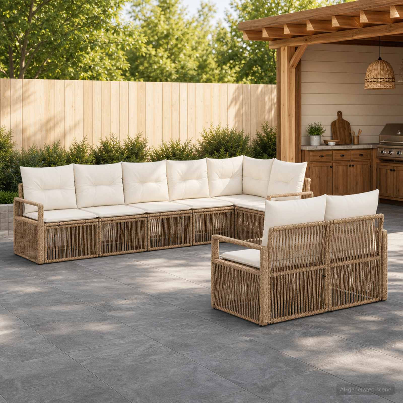 Set Divano da Giardino 8 pcs Beige polyrattan | homemem39