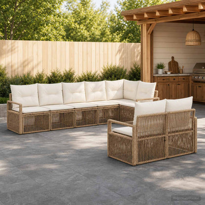 Set Divano da Giardino 8 pcs Beige polyrattan | homemem39