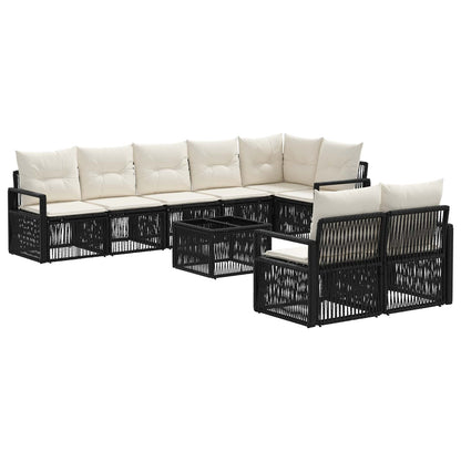 Set Divano da Giardino 9 pcs Nero polyrattan | homemem39