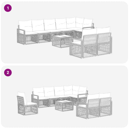 Set Divano da Giardino 9 pcs Beige polyrattan | homemem39