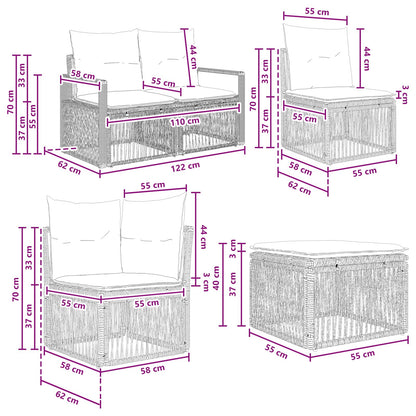 Set Divano da Giardino 6 pcs Nero polyrattan | homemem39