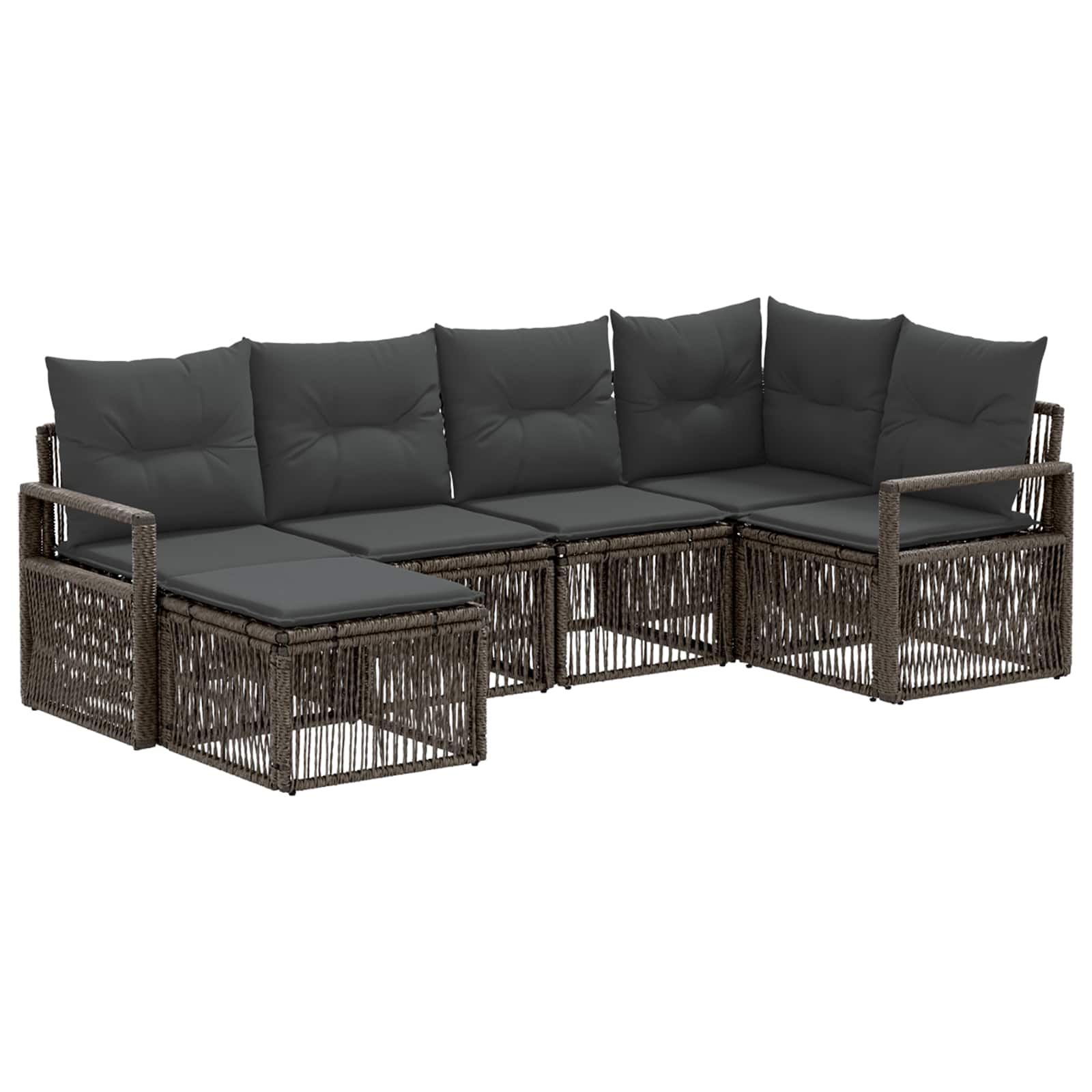 Set Divano da Giardino 6 pcs Grigio polyrattan | homemem39